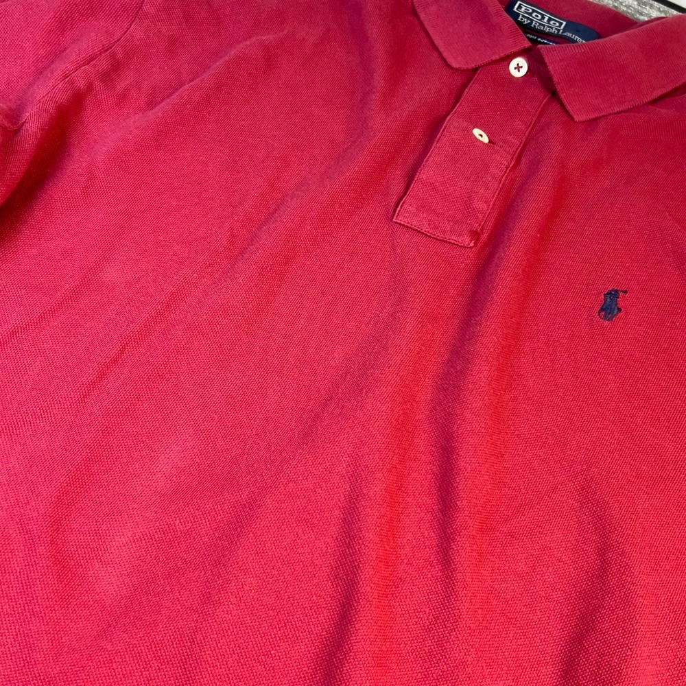 Polo Ralph Lauren Shirt  Mens Medium Red Pique Short Sleeve Pony Logo Cotton